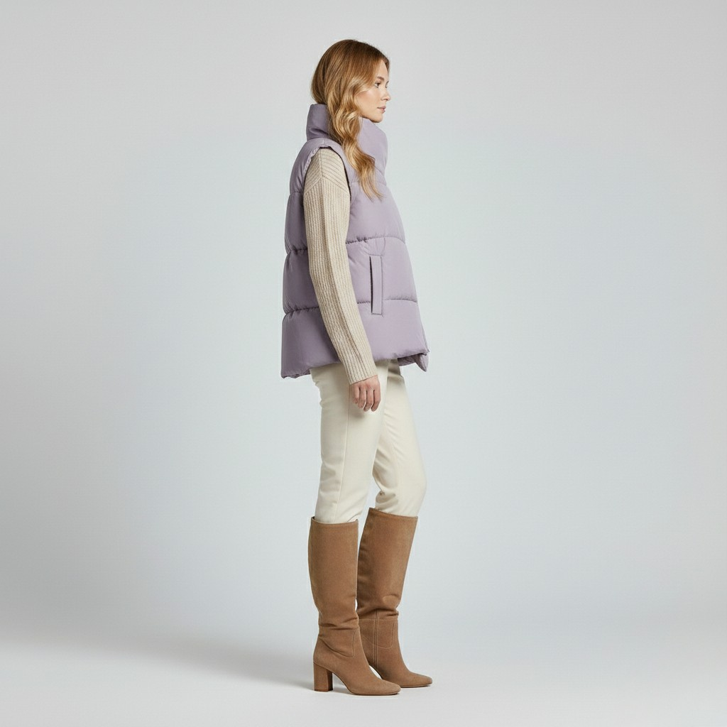 Asymmetrical Zip Puffer Vest