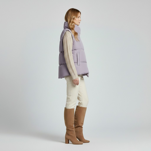 Asymmetrical Zip Puffer Vest