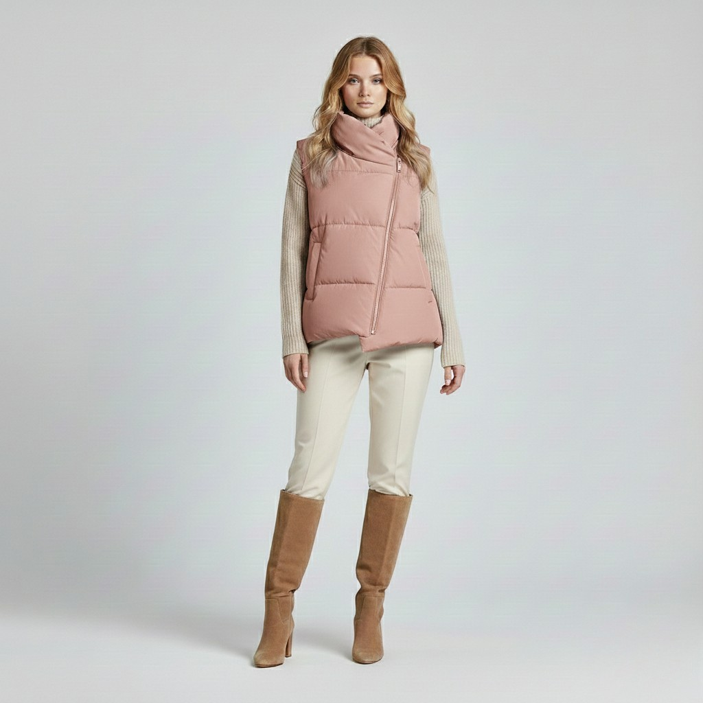 Asymmetrical Zip Puffer Vest