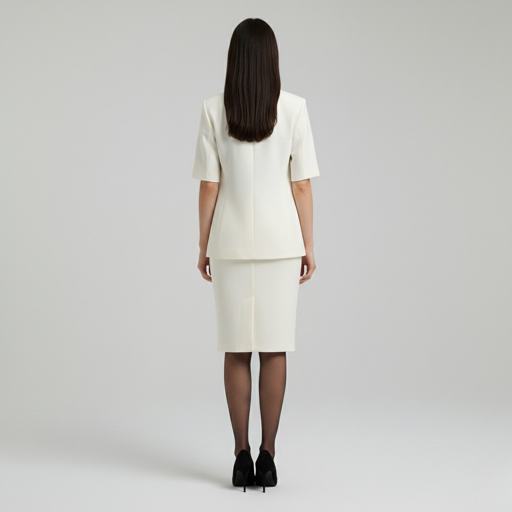 Ensemble blazer et jupe ajustés à manches courtes