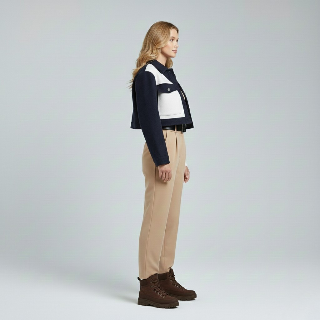 Veste utilitaire courte à blocs de couleur