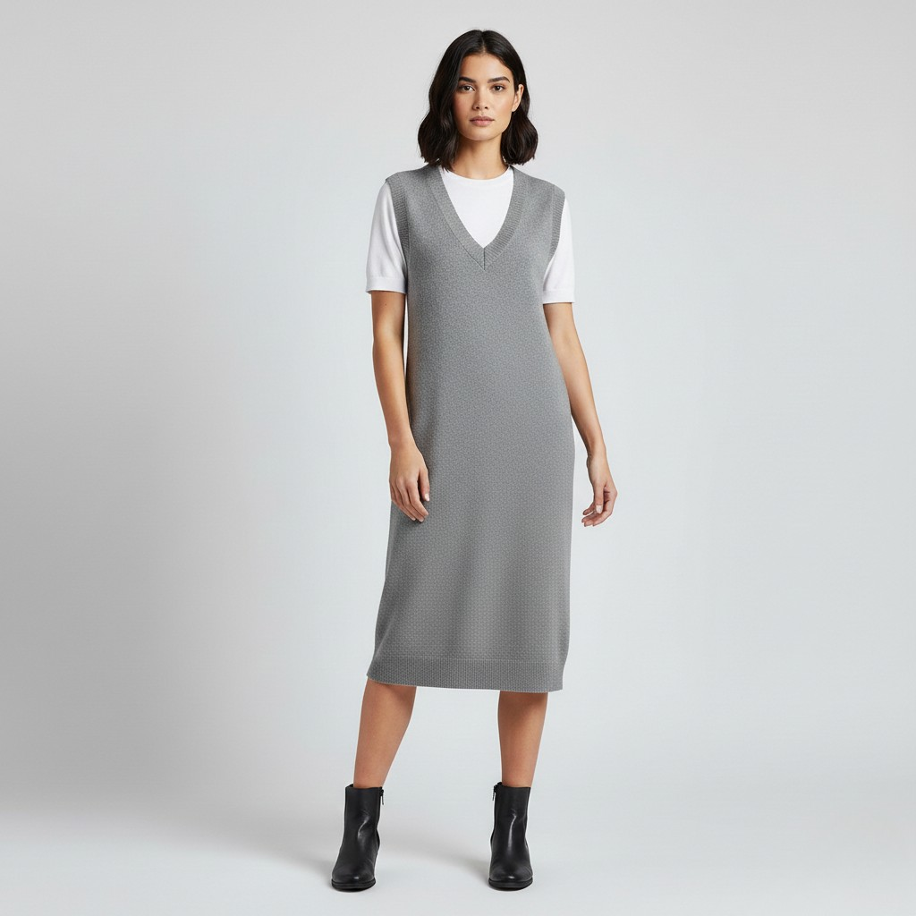 Robe midi sans manches en tricot