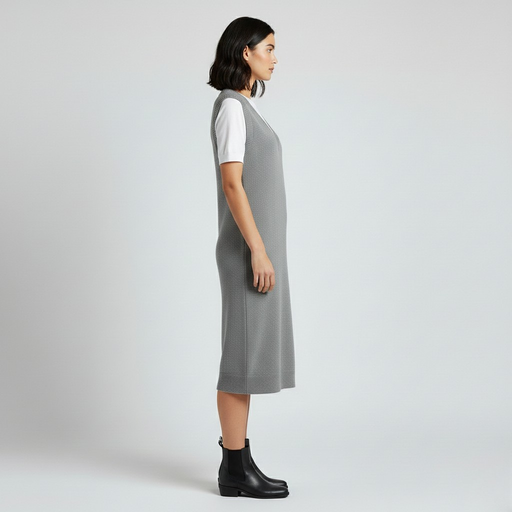 Robe midi sans manches en tricot