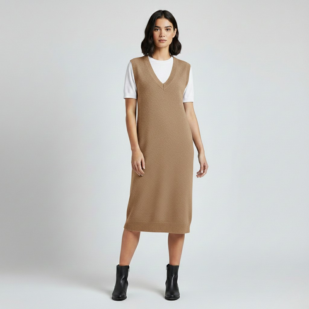 Robe midi sans manches en tricot