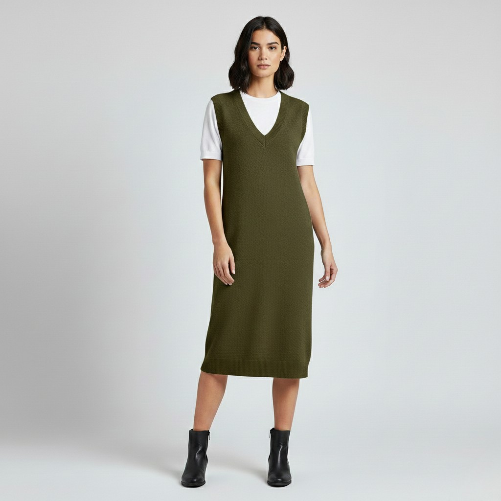 Robe midi sans manches en tricot