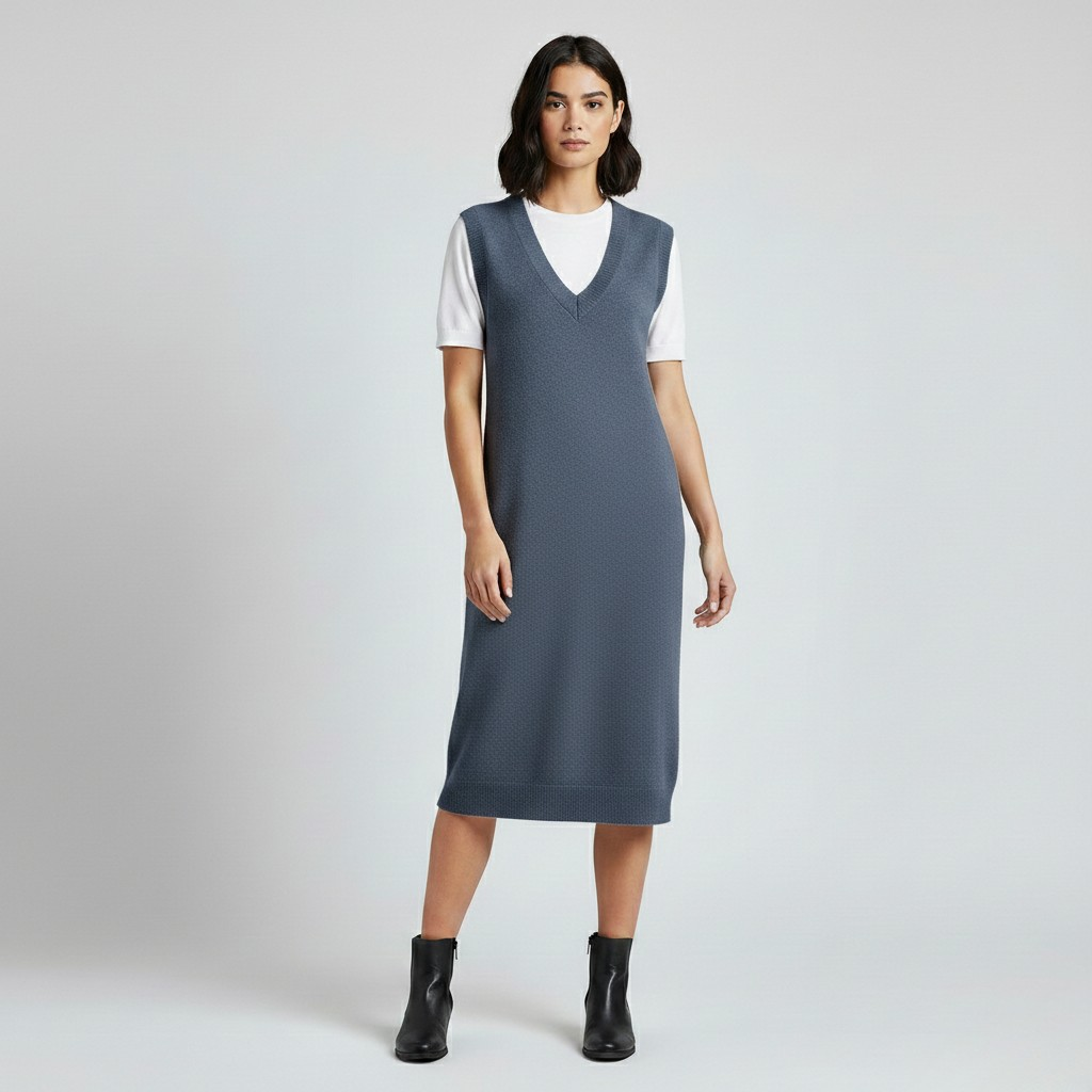 Robe midi sans manches en tricot