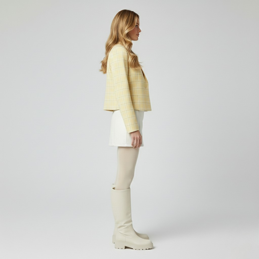 Cropped Plaid Blazer