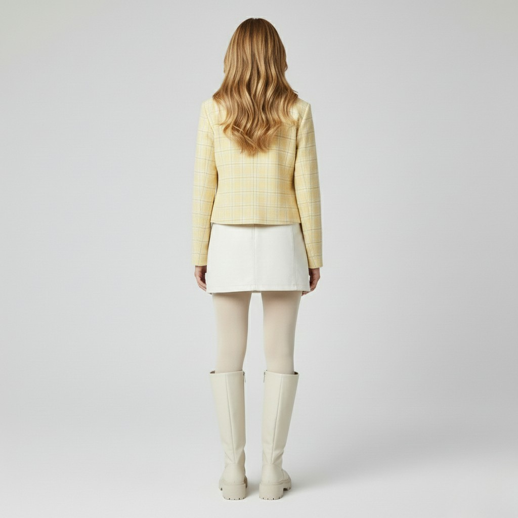 Cropped Plaid Blazer